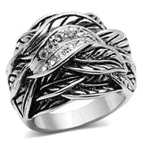 3W063 - Rhodium Brass Ring with Top Grade Crystal in Clear - Alamode - Flyclothing LLC