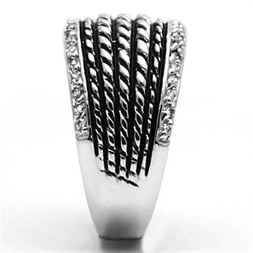 3W065 - Rhodium Brass Ring with AAA Grade CZ in Clear - Alamode - Flyclothing LLC