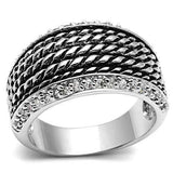 3W065 - Rhodium Brass Ring with AAA Grade CZ in Clear - Alamode - Flyclothing LLC