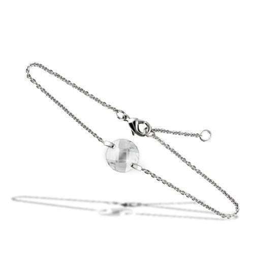 3W066 - Rhodium Brass Bracelet with AAA Grade CZ in Clear - Alamode - Flyclothing LLC