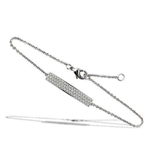 3W068 - Rhodium Brass Bracelet with AAA Grade CZ in Clear - Alamode - Flyclothing LLC