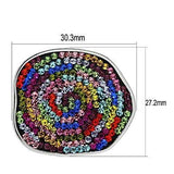 3W071 - Rhodium Brass Pendant with Top Grade Crystal in Multi Color - Alamode - Flyclothing LLC