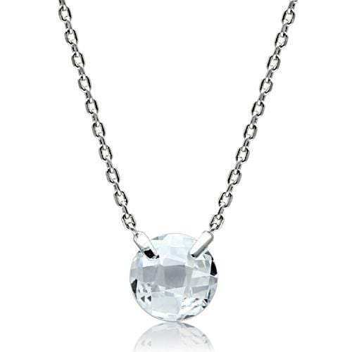 3W074 - Rhodium Brass Necklace with AAA Grade CZ in Clear - Alamode - Flyclothing LLC