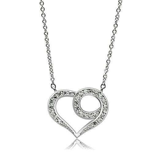 3W075 - Rhodium Brass Necklace with AAA Grade CZ in Clear - Alamode - Flyclothing LLC