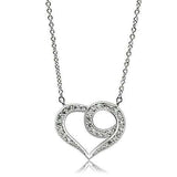 3W075 - Rhodium Brass Necklace with AAA Grade CZ in Clear - Alamode - Flyclothing LLC
