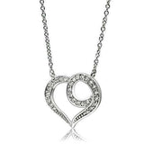 3W075 - Rhodium Brass Necklace with AAA Grade CZ in Clear - Alamode - Flyclothing LLC