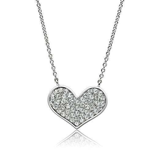 3W076 - Rhodium Brass Necklace with AAA Grade CZ in Clear - Alamode - Flyclothing LLC