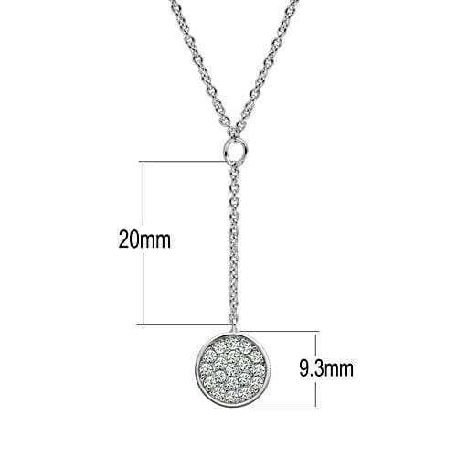 3W077 - Rhodium Brass Necklace with AAA Grade CZ in Clear - Alamode - Flyclothing LLC