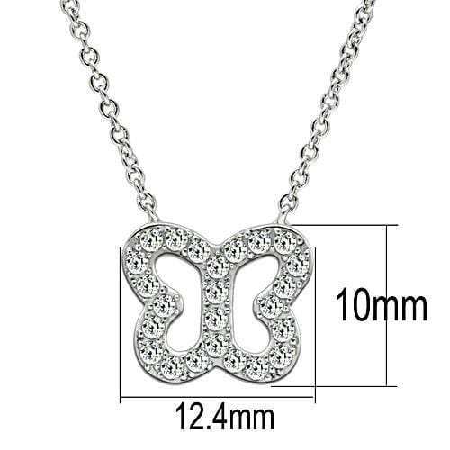 3W078 - Rhodium Brass Necklace with AAA Grade CZ in Clear - Alamode - Flyclothing LLC