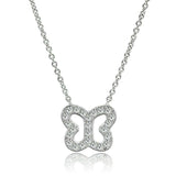 3W078 - Rhodium Brass Necklace with AAA Grade CZ in Clear - Alamode - Flyclothing LLC