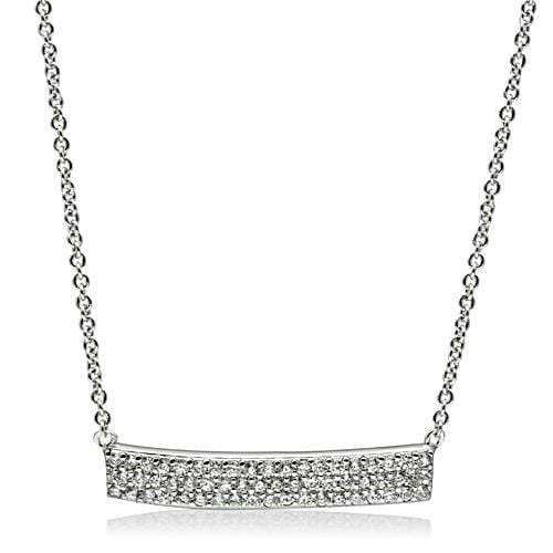 3W079 - Rhodium Brass Necklace with AAA Grade CZ in Clear - Alamode - Flyclothing LLC