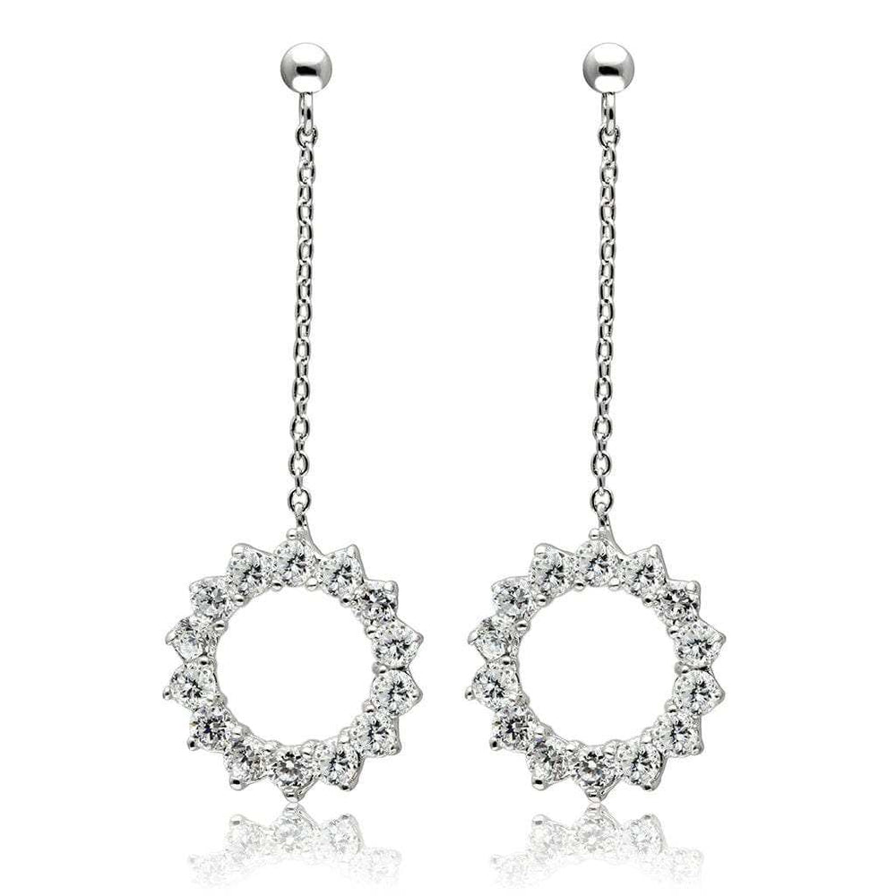 3W081 - Rhodium Brass Earrings with AAA Grade CZ in Clear - Alamode - Flyclothing LLC
