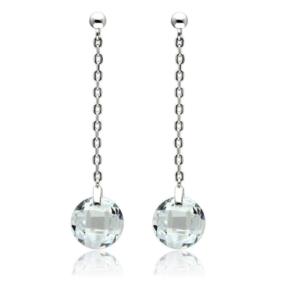 3W082 - Rhodium Brass Earrings with AAA Grade CZ in Clear - Alamode - Flyclothing LLC