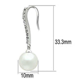 3W086 - Rhodium Brass Earrings with Synthetic Pearl in White - Alamode - Flyclothing LLC