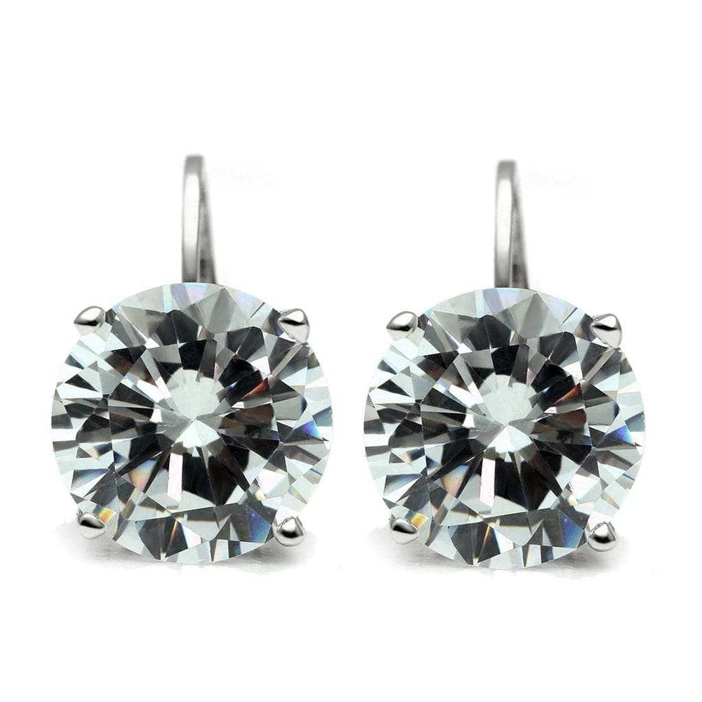 3W090 - Rhodium Brass Earrings with AAA Grade CZ in Clear - Alamode - Flyclothing LLC