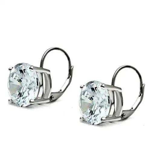3W090 - Rhodium Brass Earrings with AAA Grade CZ in Clear - Alamode - Flyclothing LLC