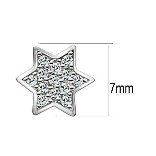 3W092 - Rhodium Brass Earrings with AAA Grade CZ in Clear - Alamode - Flyclothing LLC