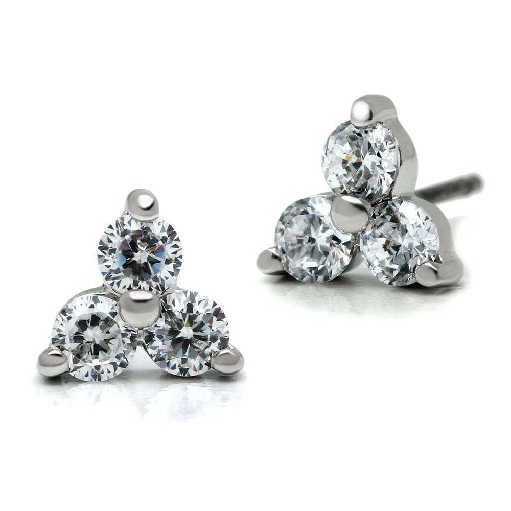 3W097 - Rhodium Brass Earrings with AAA Grade CZ in Clear - Alamode - Flyclothing LLC