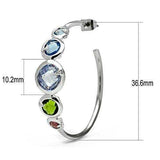 3W098 - Rhodium Brass Earrings with AAA Grade CZ in Multi Color - Alamode - Flyclothing LLC