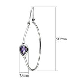 3W099 - Rhodium Brass Earrings with AAA Grade CZ in Amethyst - Alamode - Flyclothing LLC