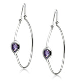 3W099 - Rhodium Brass Earrings with AAA Grade CZ in Amethyst - Alamode - Flyclothing LLC