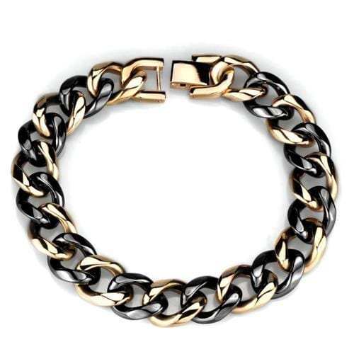 3W1002 - IP Rose Gold(Ion Plating) Stainless Steel Bracelet with Ceramic in Jet - Alamode - Flyclothing LLC