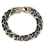 3W1002 - IP Rose Gold(Ion Plating) Stainless Steel Bracelet with Ceramic in Jet - Alamode - Flyclothing LLC