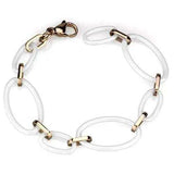 3W1004 - IP Rose Gold(Ion Plating) Stainless Steel Bracelet with Ceramic in White - Alamode - Flyclothing LLC