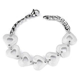 3W1006 - High polished (no plating) Stainless Steel Bracelet with Ceramic in White - Alamode - Flyclothing LLC