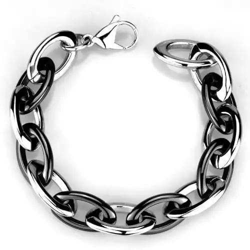3W1009 - High polished (no plating) Stainless Steel Bracelet with Ceramic in Jet - Alamode - Flyclothing LLC