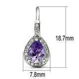 3W100 - Rhodium Brass Earrings with AAA Grade CZ in Amethyst - Alamode - Flyclothing LLC