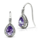3W100 - Rhodium Brass Earrings with AAA Grade CZ in Amethyst - Alamode - Flyclothing LLC