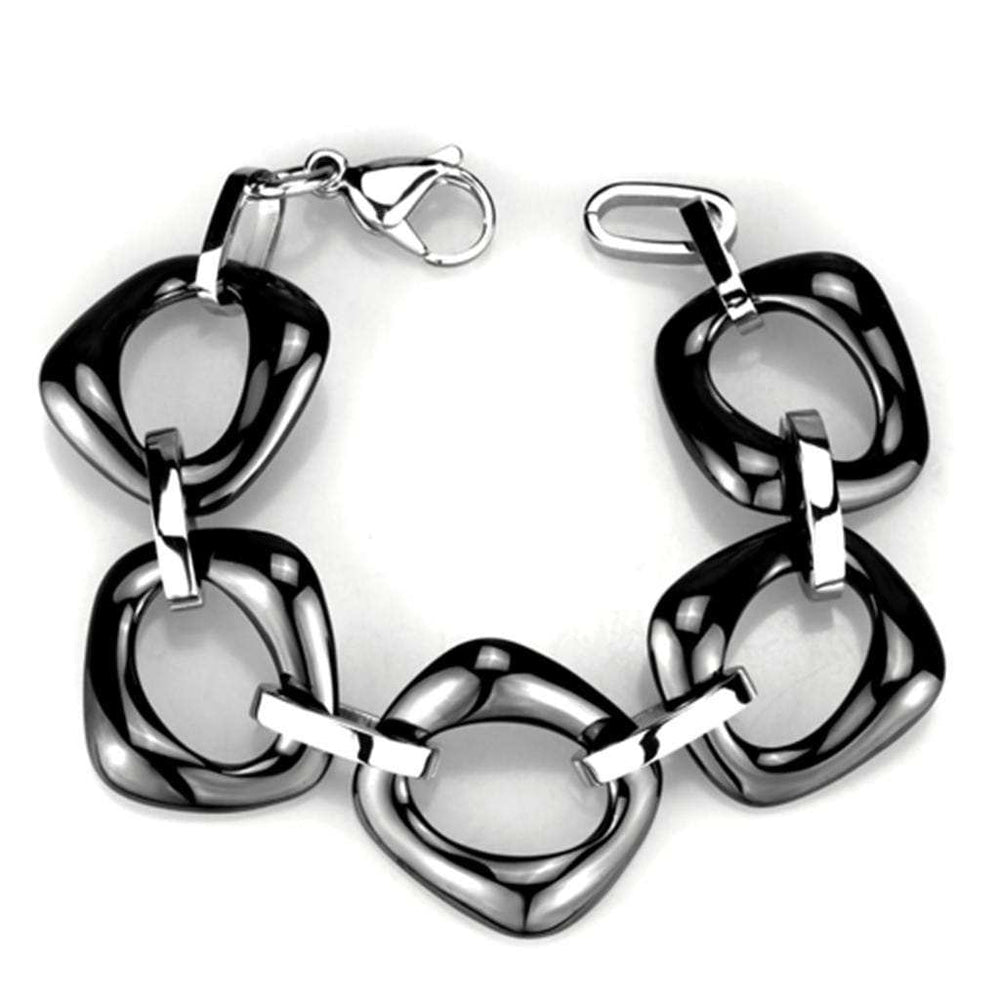 3W1013 - High polished (no plating) Stainless Steel Bracelet with Ceramic in Jet - Alamode - Flyclothing LLC