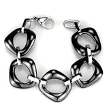 3W1013 - High polished (no plating) Stainless Steel Bracelet with Ceramic in Jet - Alamode - Flyclothing LLC