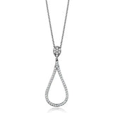 3W1019 - Rhodium Brass Chain Pendant with AAA Grade CZ in Clear - Alamode - Flyclothing LLC