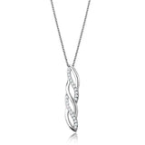 3W1020 - Rhodium Brass Chain Pendant with AAA Grade CZ in Clear - Alamode - Flyclothing LLC