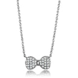 3W1024 - Rhodium Brass Chain Pendant with AAA Grade CZ in Clear - Alamode - Flyclothing LLC