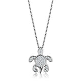 3W1025 - Rhodium Brass Chain Pendant with AAA Grade CZ in Clear - Alamode - Flyclothing LLC