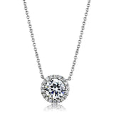 3W1027 - Rhodium Brass Chain Pendant with AAA Grade CZ in Clear - Alamode - Flyclothing LLC