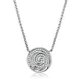 3W1029 - Rhodium Brass Chain Pendant with AAA Grade CZ in Clear - Alamode - Flyclothing LLC