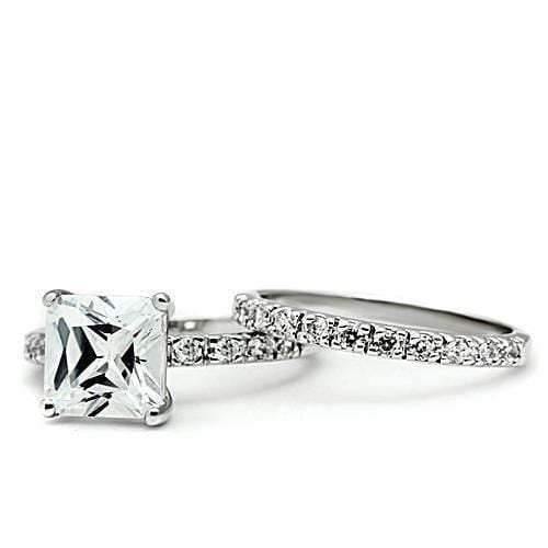 3W102 - Rhodium Brass Ring with AAA Grade CZ in Clear - Alamode - Flyclothing LLC