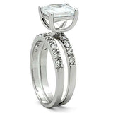3W102 - Rhodium Brass Ring with AAA Grade CZ in Clear - Alamode - Flyclothing LLC