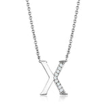 3W1030 - Rhodium Brass Chain Pendant with AAA Grade CZ in Clear - Alamode - Flyclothing LLC