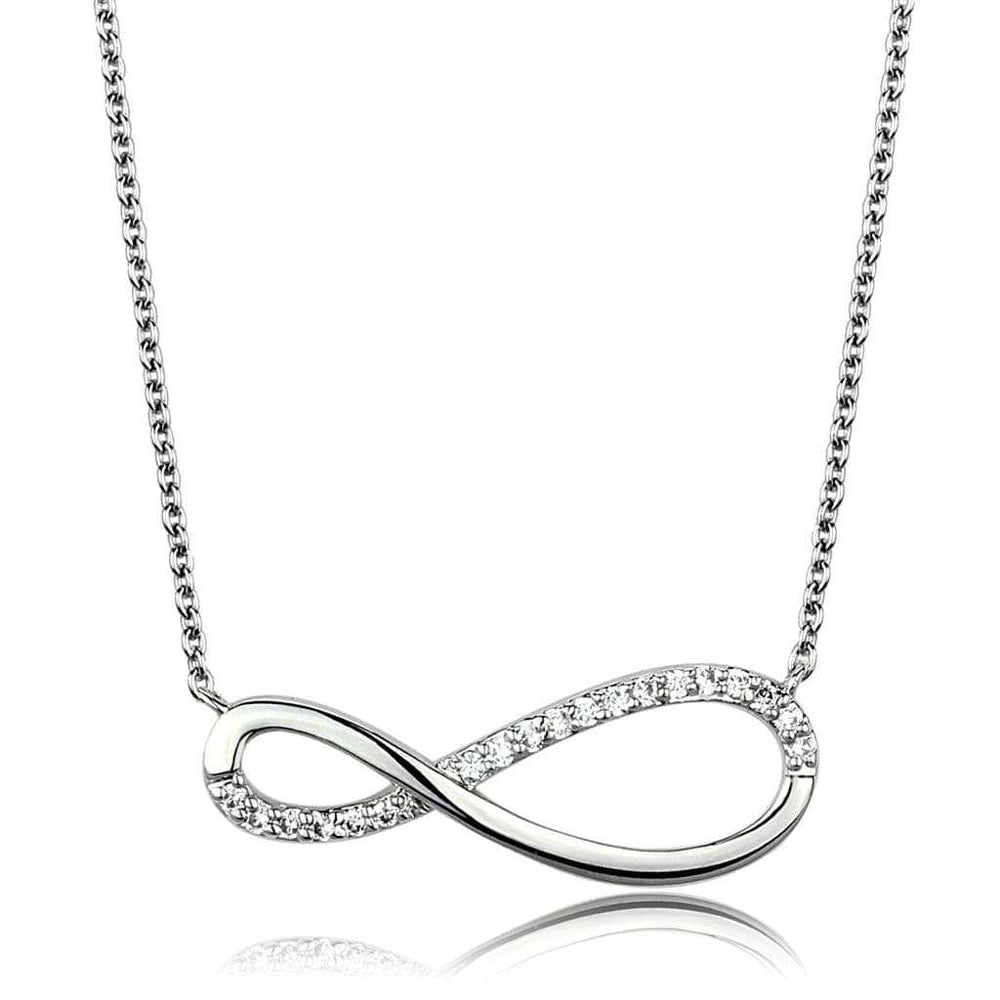 3W1033 - Rhodium Brass Chain Pendant with AAA Grade CZ in Clear - Alamode - Flyclothing LLC