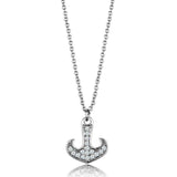 3W1035 - Rhodium Brass Chain Pendant with AAA Grade CZ in Clear - Alamode - Flyclothing LLC
