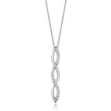 3W1039 - Rhodium Brass Chain Pendant with AAA Grade CZ in Clear - Alamode - Flyclothing LLC