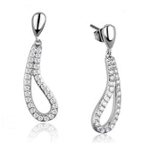 3W1044 - Rhodium Brass Earrings with AAA Grade CZ in Clear - Alamode - Flyclothing LLC
