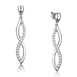 3W1045 - Rhodium Brass Earrings with AAA Grade CZ in Clear - Alamode - Flyclothing LLC