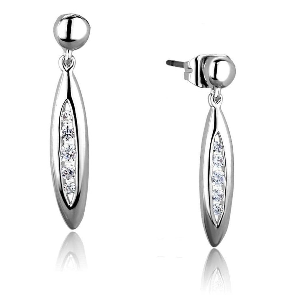 3W1046 - Rhodium Brass Earrings with AAA Grade CZ in Clear - Alamode - Flyclothing LLC