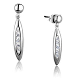 3W1046 - Rhodium Brass Earrings with AAA Grade CZ in Clear - Alamode - Flyclothing LLC